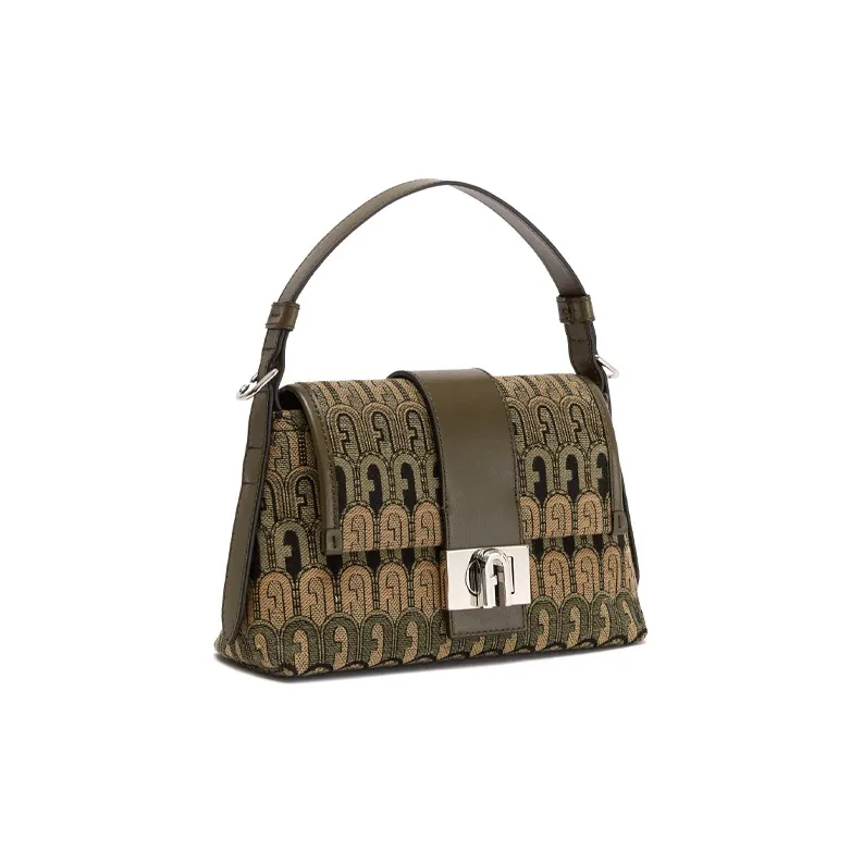 Furla Charlie Fabric With Calfskin One Shoulder Handbag Trumpets Women's Multicolor-1