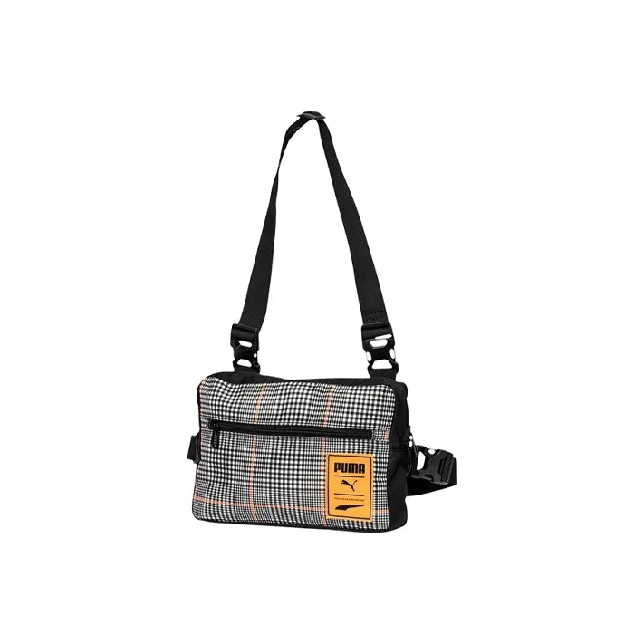 PUMA Fabric Shoulder Bag Regular Unisex Black Bright Orange-0
