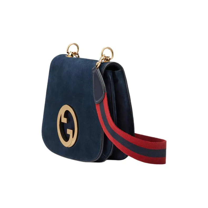 GUCCI Blondie Suede Leather Handbag Shoulder Bag Crossbody Bag Medium Size Women's Dark Blue-1