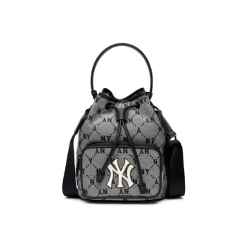 MLB Monogram Collection Polyester Bucket Bag, Handbag, Shoulder Bag, Crossbody Bag Regular Unisex Cool Gray