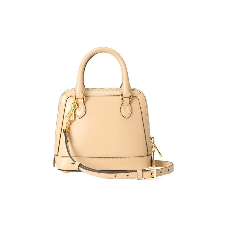 GUCCI Horsebit 1955 Leather Dome Bag, One Shoulder Handbag, Crossbody Bag Mini Ecru-2