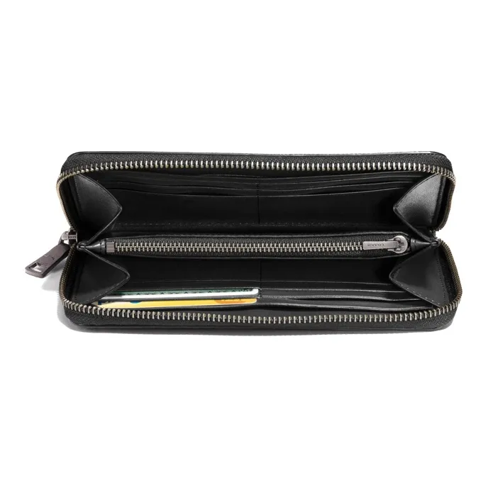 COACH Accordion Wallet Leather Trunk Bag Clutch Wallet Men's Black-2