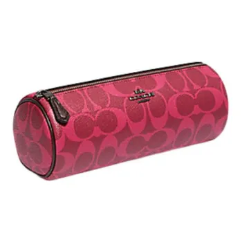 COACH Leather Pvc Pen Holder Bag, Makeup Bag, Pillow Bag Medium Size Women's Watermelon Red Monogram