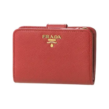 PRADA Cow Leather Clutch Wallet Women's Red