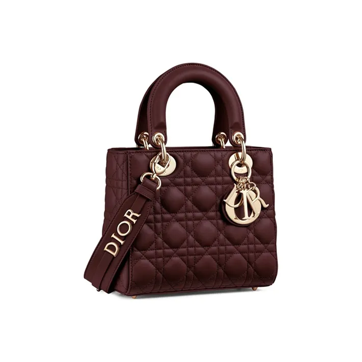 DIOR Lady Dior Sheepskin Dior Bag One Shoulder Handbag Crossbody Bag Clutch Small Size Women's Fuchsia-1
