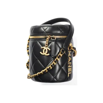 CHANEL Lambskin Cylinder Bag, Shoulder Bag, Crossbody Bag, Handbag, Makeup Bag Women's Black