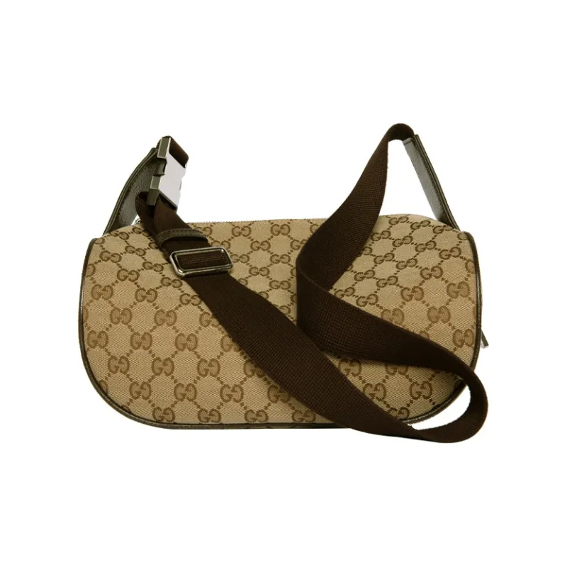 GUCCI Neo Vintage Series Canvas With Leather Messenger Bag Shoulder Bag, Crossbody Bag Unisex Ebony/Brown-2