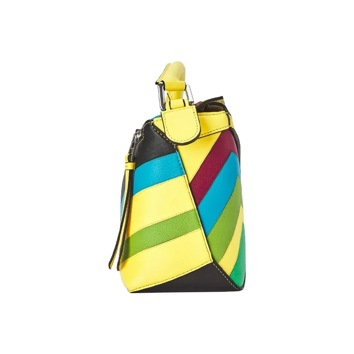 LOEWE Puzzle Calfskin Handbag Shoulder Bag Crossbody Bag Small Size Women's Yellow Multicolor-2