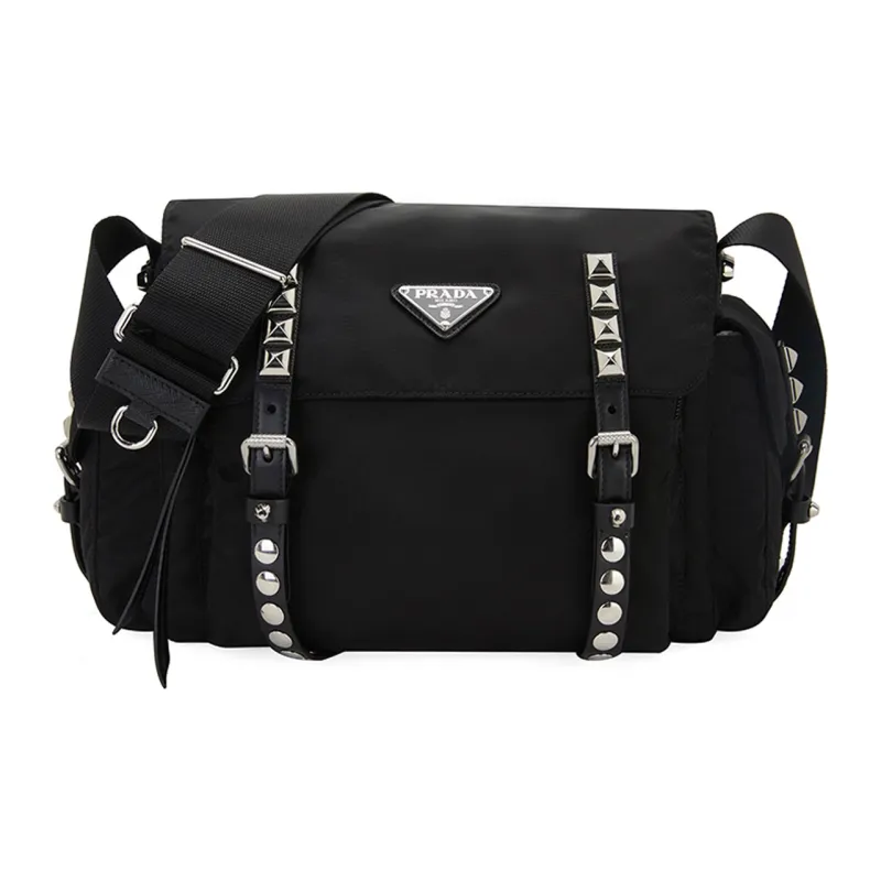 PRADA Fabric Crossbody Bag, Shoulder Bag Women's Black-0