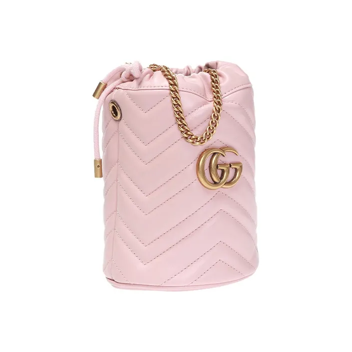GUCCI GG Marmont Cow Leather Bucket Bags Crossbody Bag, Shoulder Bag Mini Women's Pink-1