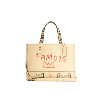 COACH Basquiat Collaboration Dempsey PVC Tote Bag Shopping Bag Crossbody Handbag Women's Ivory White