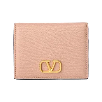 Valentino Vlogo Cow Leather Wallet Card Holder Regular Women's Pink
