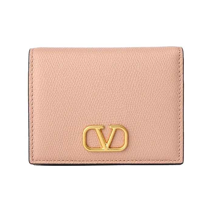 Valentino Vlogo Cow Leather Wallet Card Holder Regular Women's Pink-0