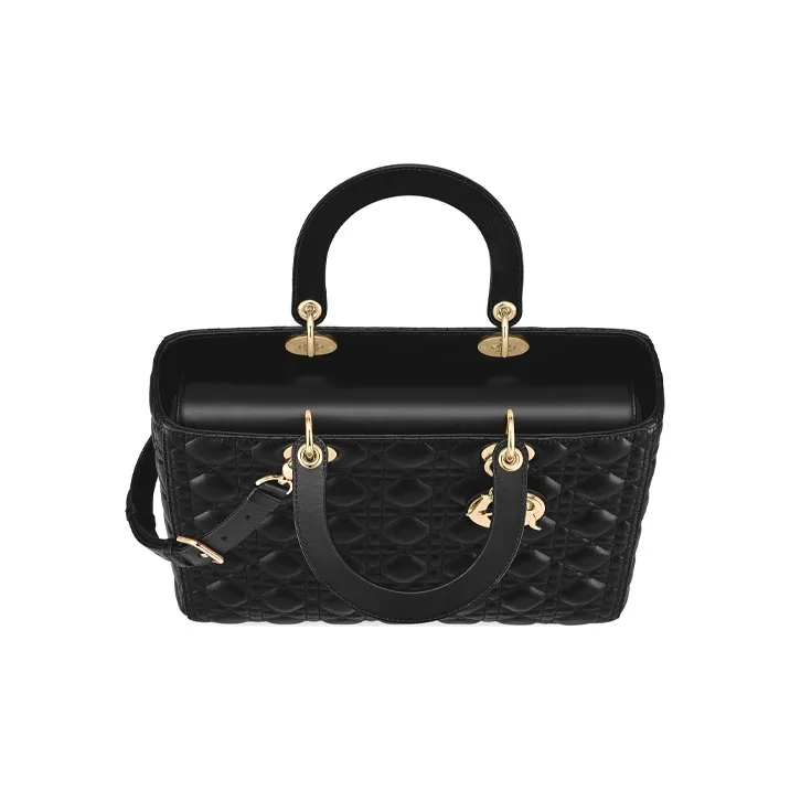 DIOR Sheepskin Seven Compartment Lady Dior Bag, Shoulder Bag, Crossbody Bag, Handbag Tubas Women's Black-2