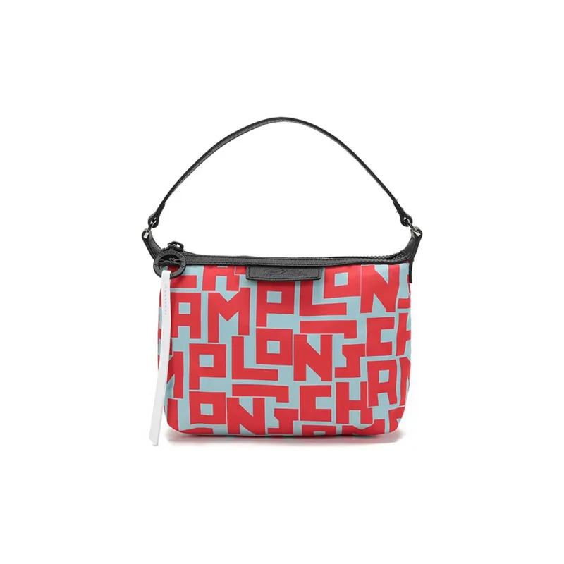LONGCHAMP Le Pliage Fabric Handbag Small Size Women's Light Blue Red-0
