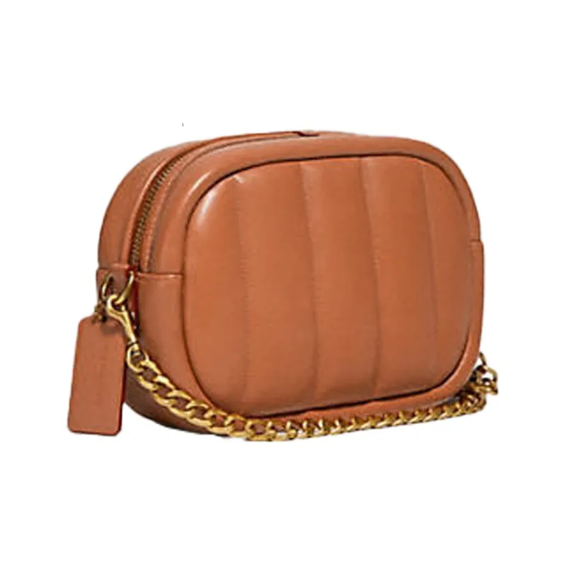 COACH Camera Leather Camera Bags Small Square Bag Crossbody Bags Shoulder Bags Small Size Women's Caramel Brown-1