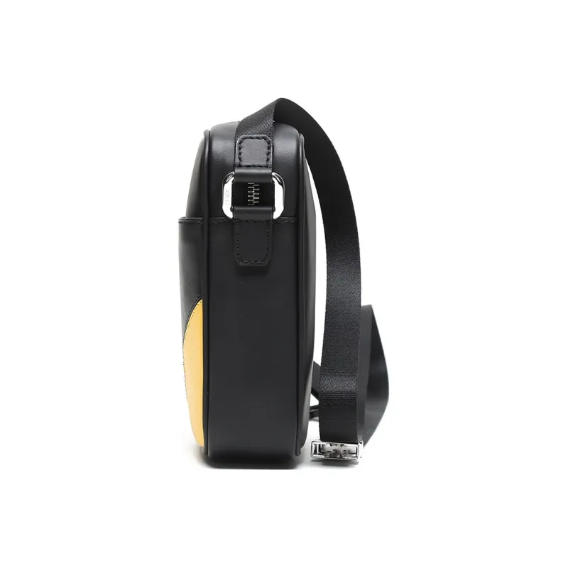 FENDI Multicolor Leather Vertical Messenger Bag Camera Bag Shoulder Bag Crossbody Bag Men's Black/Yellow-2