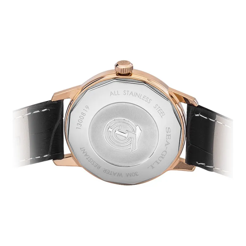 Sea Gull Tribute Automatic Mechanical Movement Genuine Leather Strap Watch Men's Watches White Dial D51SG-2