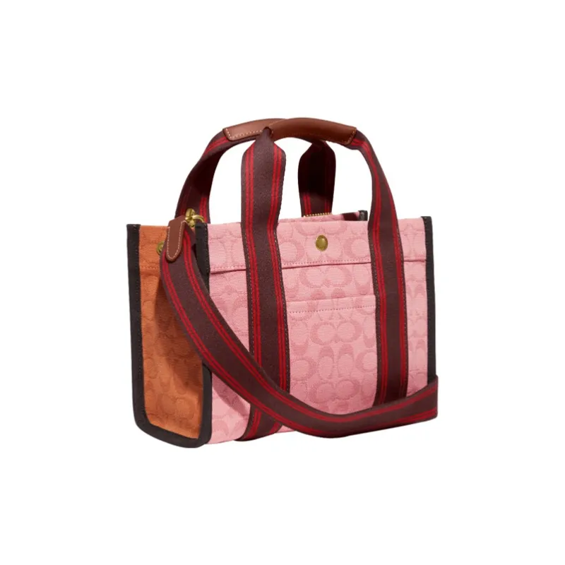 COACH Spin Fabric With Smooth Leather Shoulder Bag, Crossbody Bag Tubas Women's Pink & Red Black-1