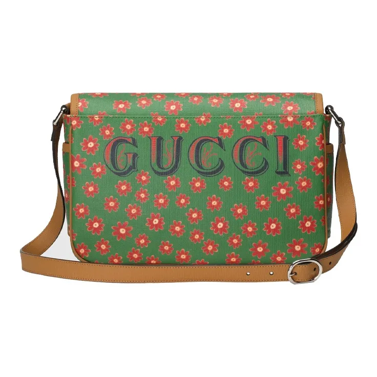 GUCCI Canvas With Leather Nylon Lining Messenger Bag Shoulder Bag Crossbody Bag Kids' Bag Kids' Pink/Green-2