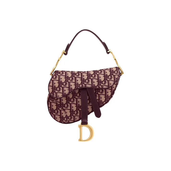 DIOR Saddle Canvas Saddle Bags Shoulder Bags Handbags Mini Women's Burgundy-0