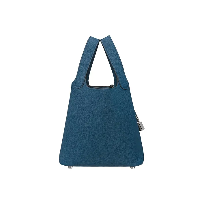 HERMES Picotin Lock Maurice Bullock Leather Silver Buckle Handbag Women's S4 Deep Blue Dark Blue-1
