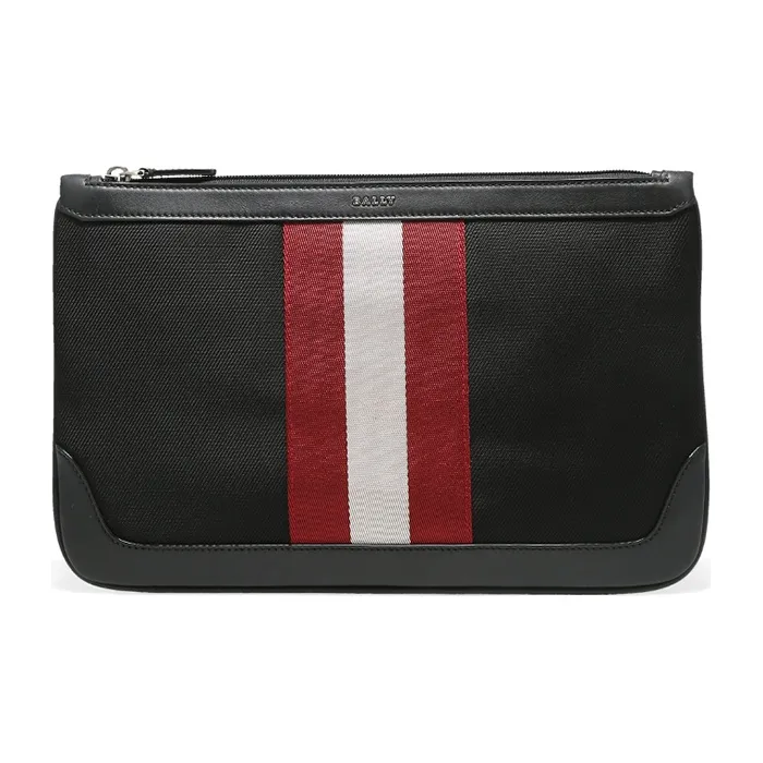 BALLY Cow Leather Clutch Tubas Men's Black-0