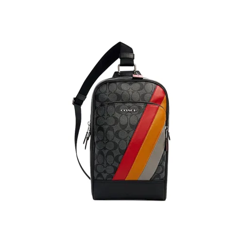 COACH Graham Leather PVC Shoulder Bag, Crossbody Bag, Sling Bag Tubas Men's Black Gray