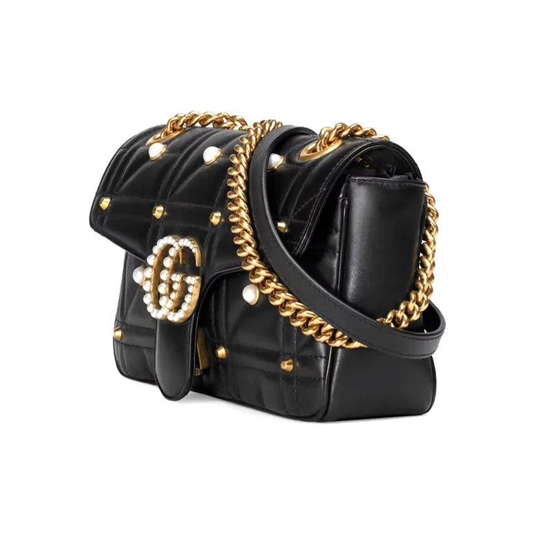 GUCCI GG Marmont Quilted Leather Crossbody Bag, Shoulder Bag Women's Black-1
