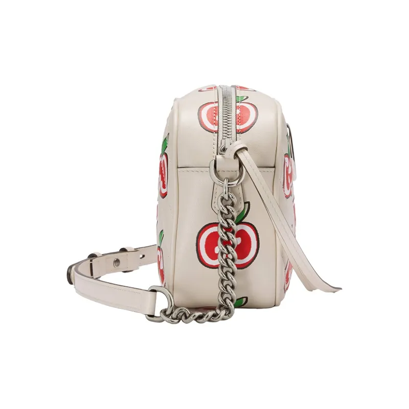 GUCCI Marmont Quilted Leather Camera Bag, Crossbody Bag, Shoulder Bag Trumpets Women's White-7