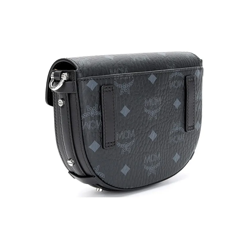 MCM Patricia Visetos Artificial Leather Crossbody Bag, Shoulder Bag Small Size Women's Black-2