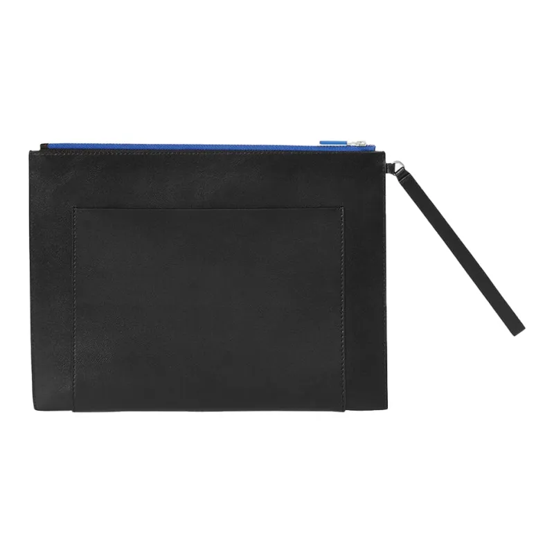 KENZO Leather Briefcase Clutch Men's Black-3