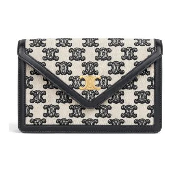 CELINE Triumphal Arch Fabric Crossbody Bag, Shoulder Bag Women's Black/White