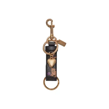 COACH Leather Heart Bag Accessory Women's Black Gold