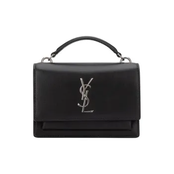 SAINT LAURENT YSL Smooth Leather Sunset Handbag Small Size Women's Black
