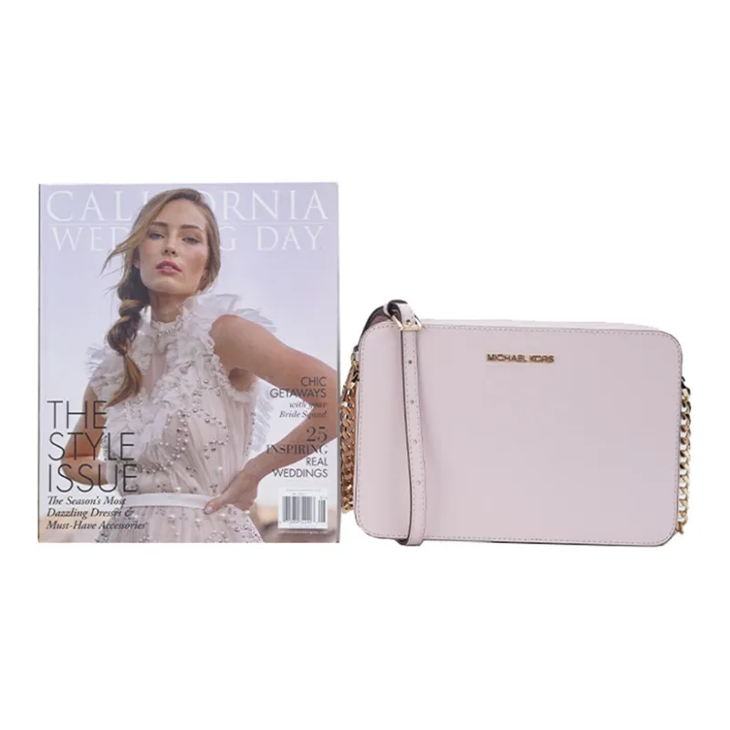 MICHAEL KORS Jet Set Cow Leather Shoulder Bag Women's Pink-4