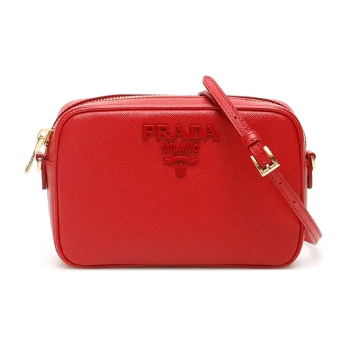 PRADA Leather Camera Bags Crossbody Bags Women's Red