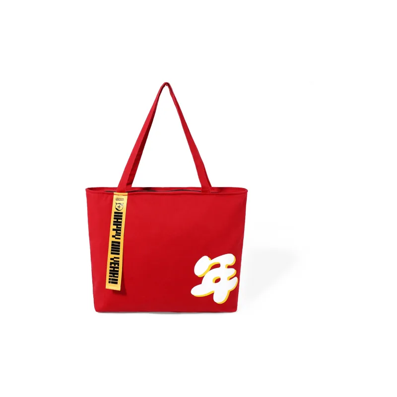 GENANX 360 Collaboration Canvas Canvas Bag Shoulder Bag Handbag Unisex Red-2
