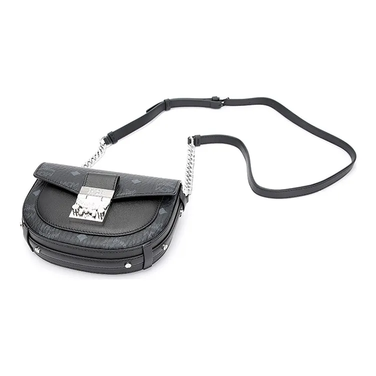 MCM Patricia Visetos Artificial Leather Crossbody Bag, Shoulder Bag Small Size Women's Black-4