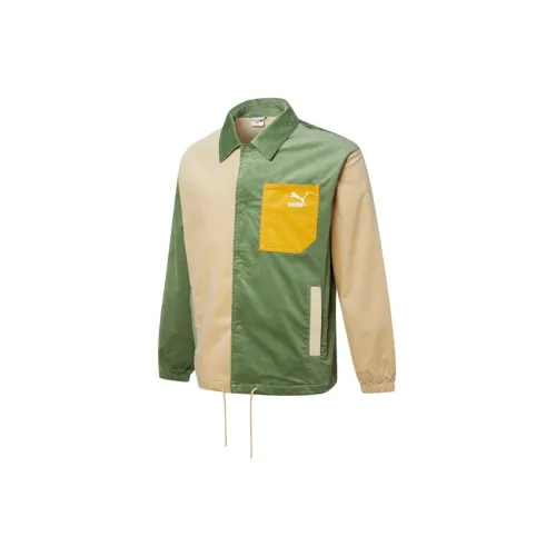 PUMA Cord Coach Jackets Men Green