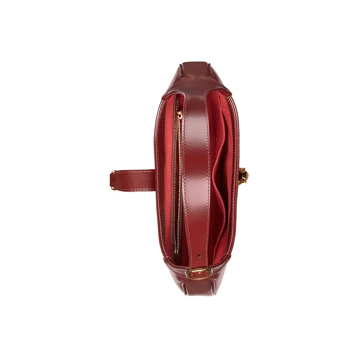 GUCCI Jackie 1961 Suede With Leather Crescent Shoulder Bag Shoulder Bag Women's Deep Red-6