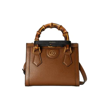 GUCCI Leather Tote Bag Shopping Bag Shoulder Bag Handbag Mini Women's Brown