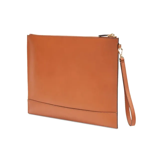 FENDI Calfskin Clutch Large Size Women's Brown-1