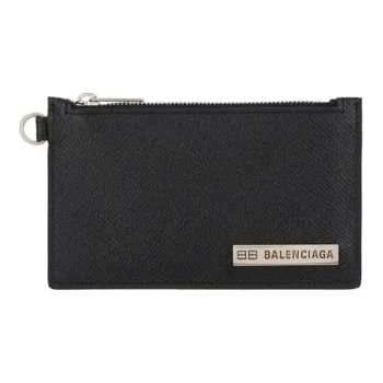 Balenciaga Cow Leather Coin Purses Wallets Men's Black