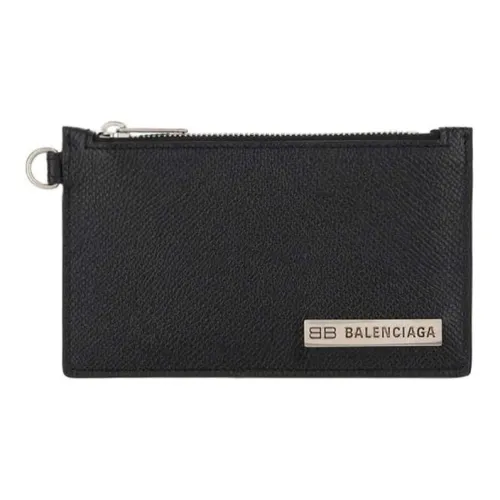 Balenciaga Cow Leather Coin Purses Wallets Men's Black