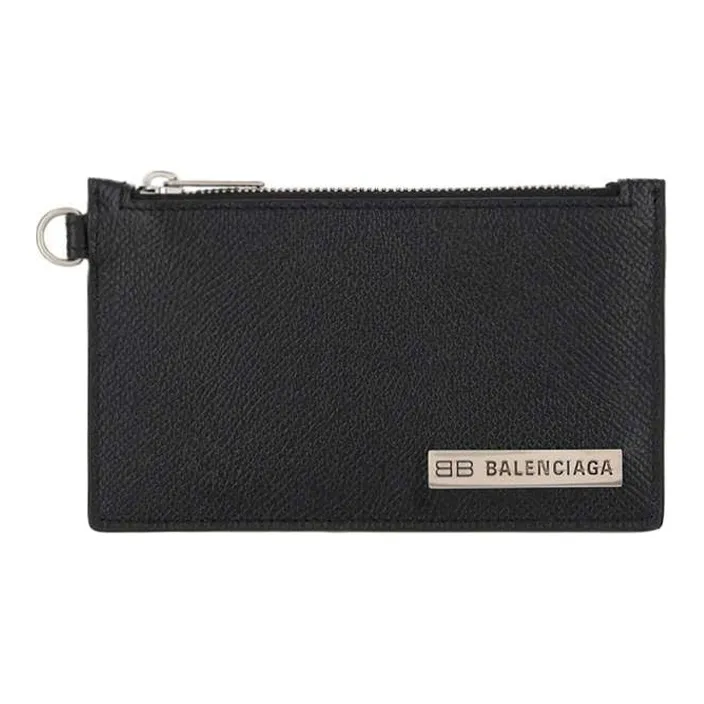 Balenciaga Cow Leather Coin Purses Wallets Men's Black-0