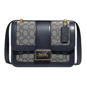 COACH Alie Canvas With Leather Messenger Bag, Small Square Bag, Crossbody Bag, Shoulder Bag Women's