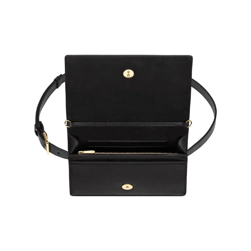 DIOR 30 Montaigne Cow Leather One Shoulder Crossbody Clutch Fanny Pack Women's Black-4