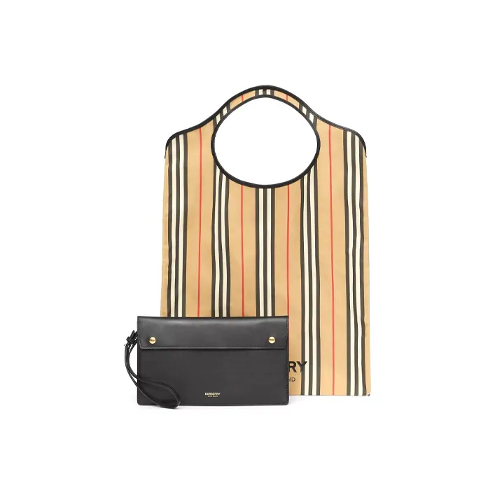 Burberry Pocket Bag Polyurethane Tote Bag Shopping Bag Combo Bag Coin Purse Handbag Regular Men's Archive Beige-4