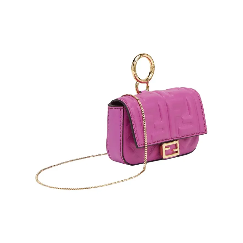 FENDI Lambskin Coin Purse Shoulder Bag Crossbody Bag Extra Mini Women's Purple 21-1